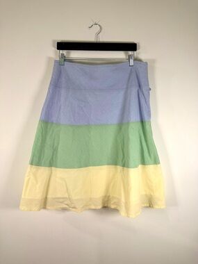 Vintage Orvis Tri-Color A-Line Skirt — Blue, Mint & Yellow